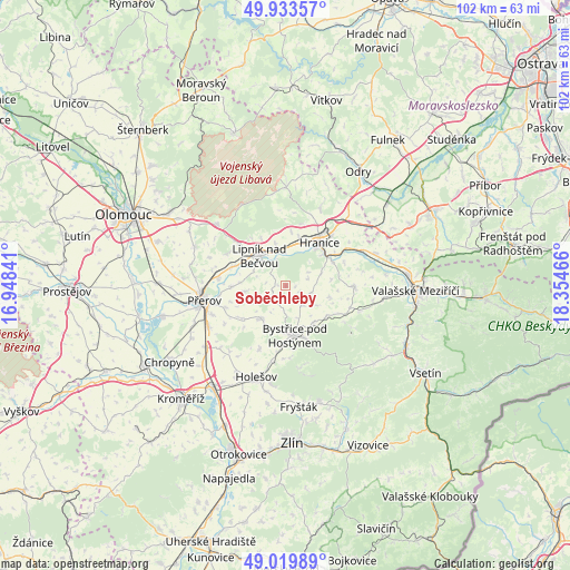 Soběchleby on map