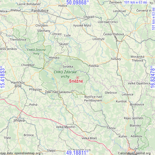 Sněžné on map