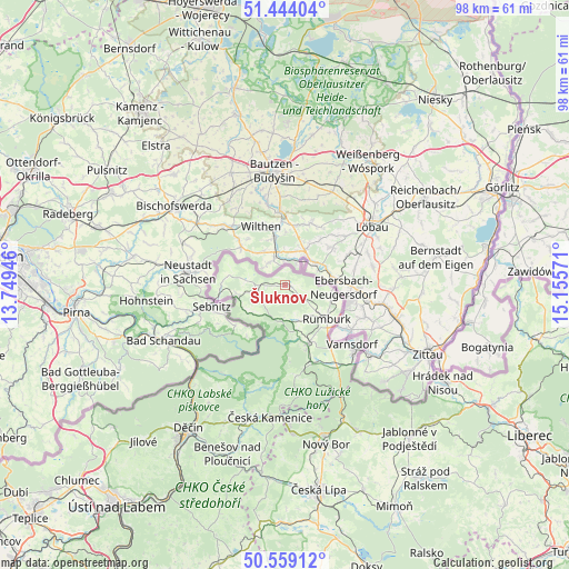 Šluknov on map