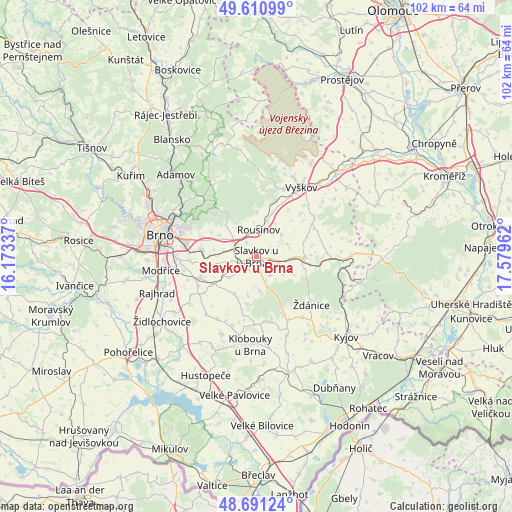 Slavkov u Brna on map