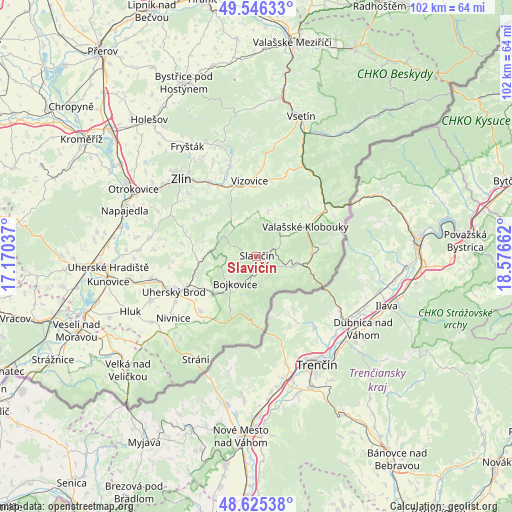 Slavičín on map