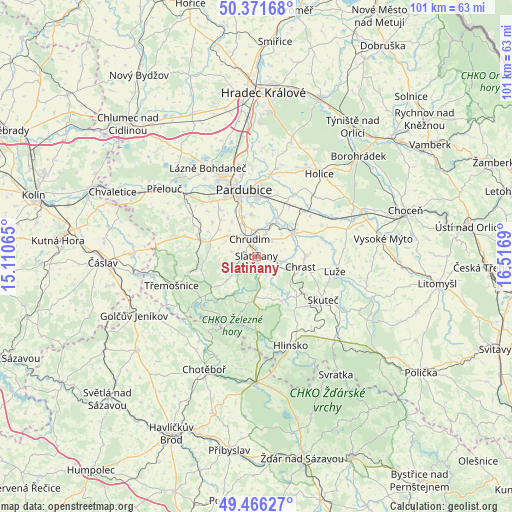 Slatiňany on map