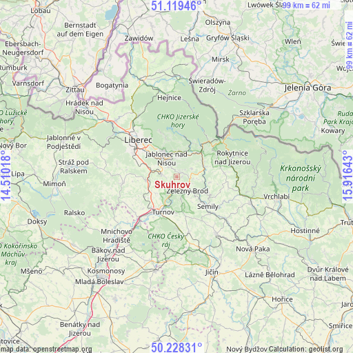 Skuhrov on map