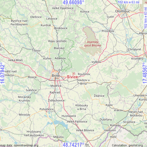 Sivice on map