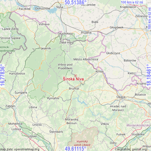 Široká Niva on map