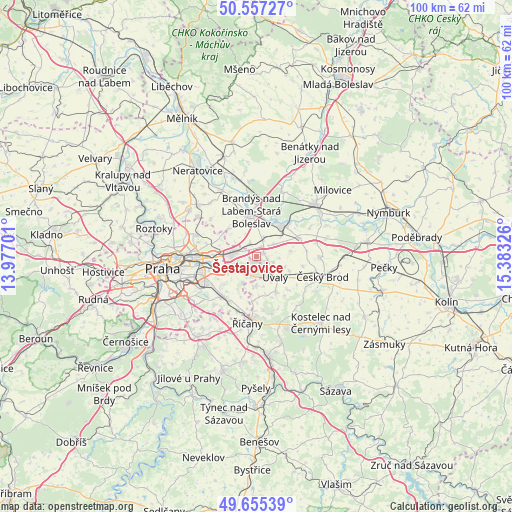 Šestajovice on map