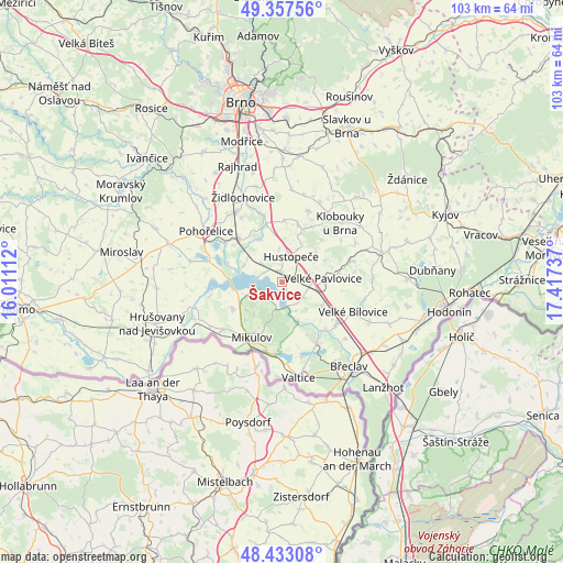 Šakvice on map