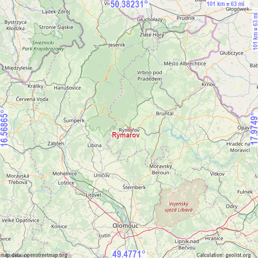 Rýmařov on map