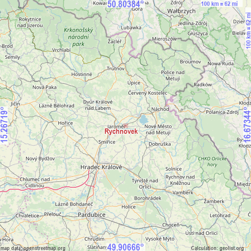 Rychnovek on map