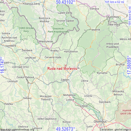 Ruda nad Moravou on map