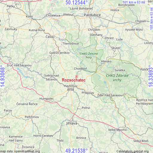Rozsochatec on map