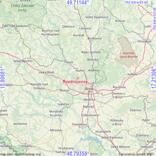 Rozdrojovice on map