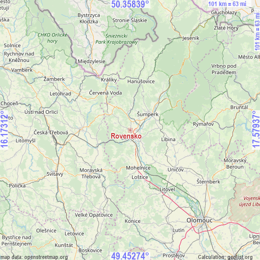 Rovensko on map