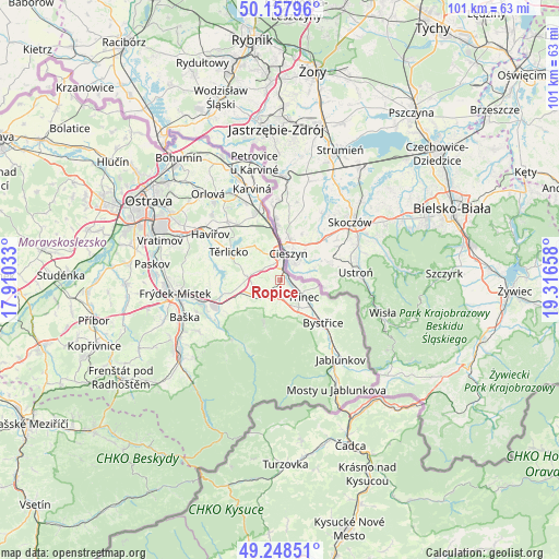 Ropice on map