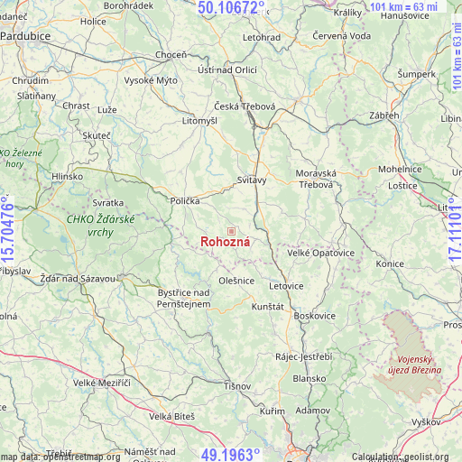 Rohozná on map