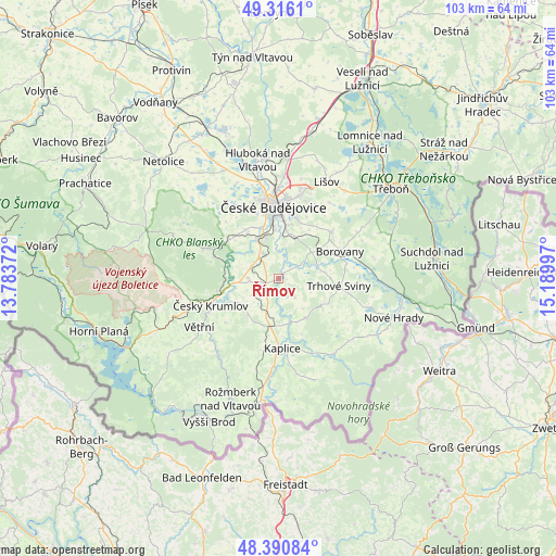 Římov on map