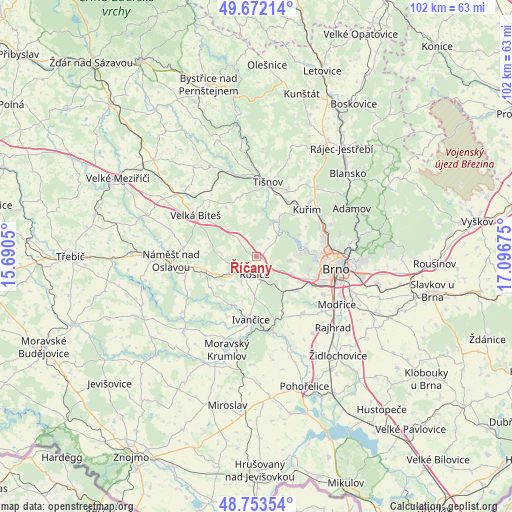 Říčany on map