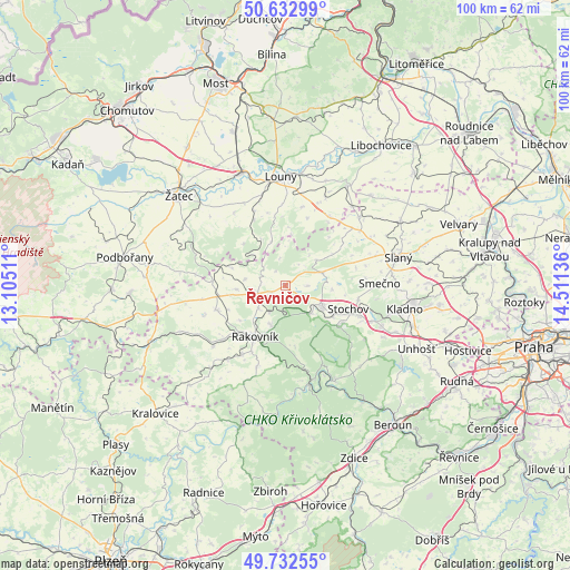 Řevničov on map