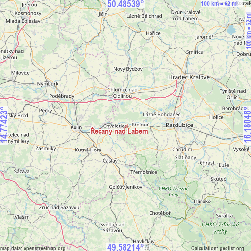 Řečany nad Labem on map