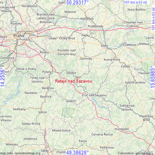 Rataje nad Sázavou on map