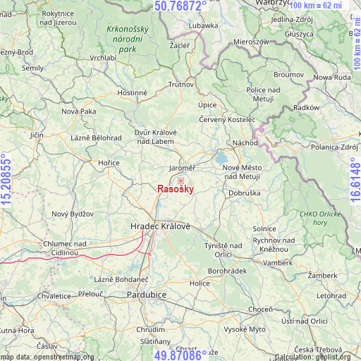 Rasošky on map