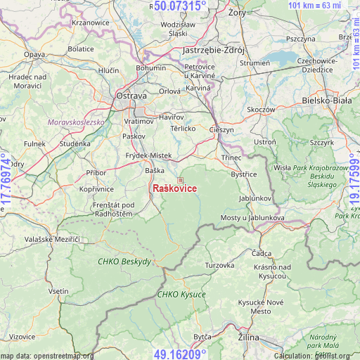 Raškovice on map