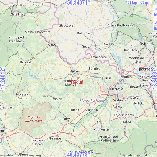 Raduň on map