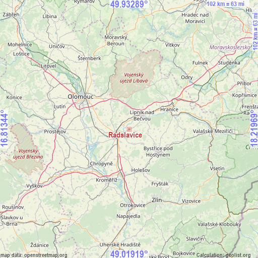 Radslavice on map