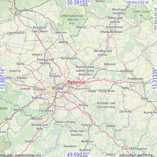 Radonice on map