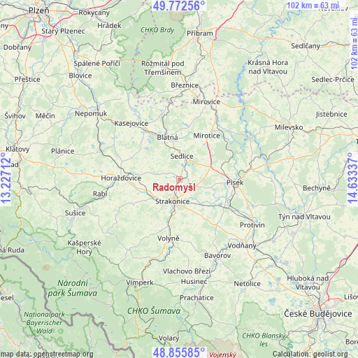 Radomyšl on map