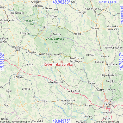 Radešínská Svratka on map