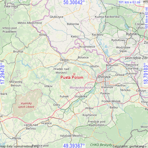 Pustá Polom on map