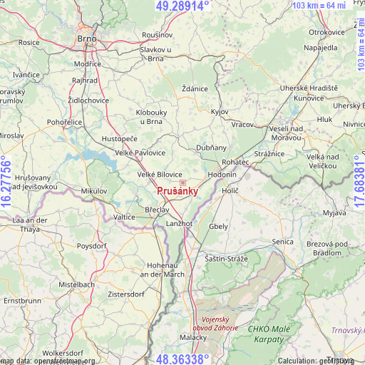 Prušánky on map