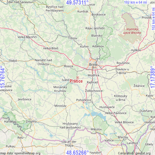 Prštice on map