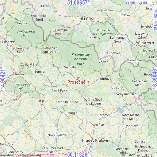 Prosečné on map