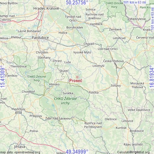 Proseč on map