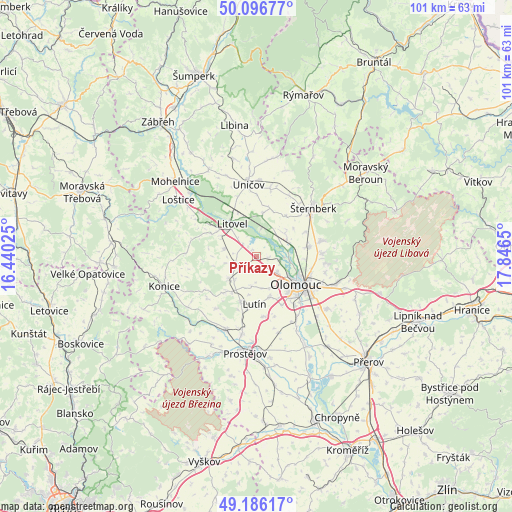 Příkazy on map