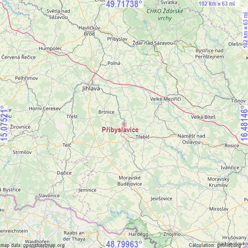 Přibyslavice on map