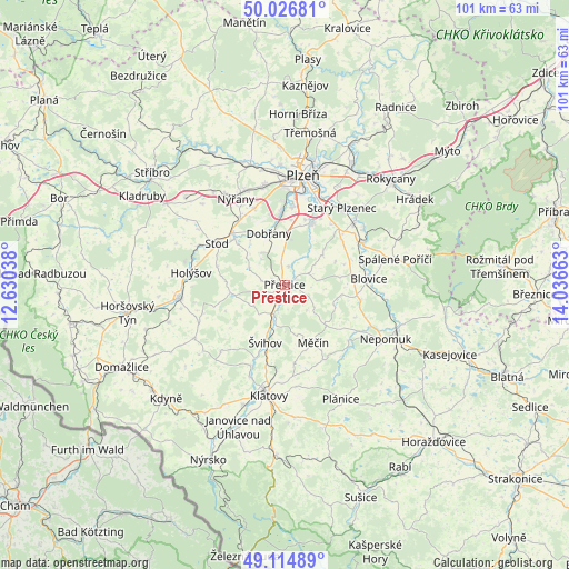 Přeštice on map