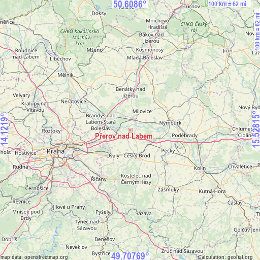 Přerov nad Labem on map