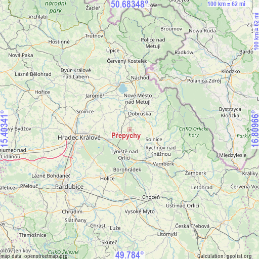 Přepychy on map