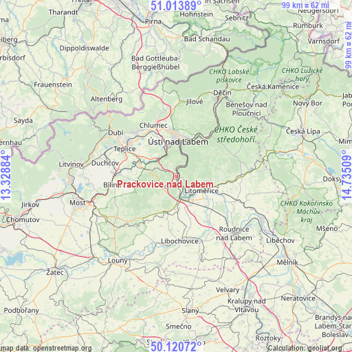 Prackovice nad Labem on map