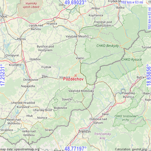 Pozděchov on map