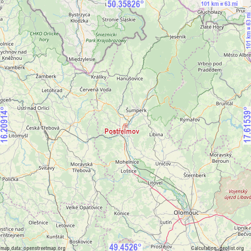 Postřelmov on map