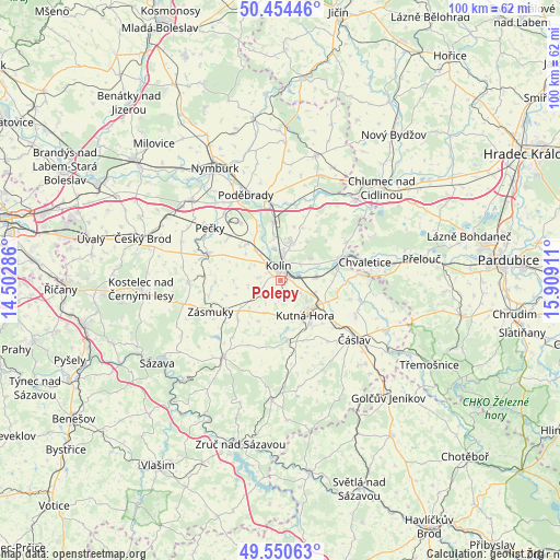 Polepy on map