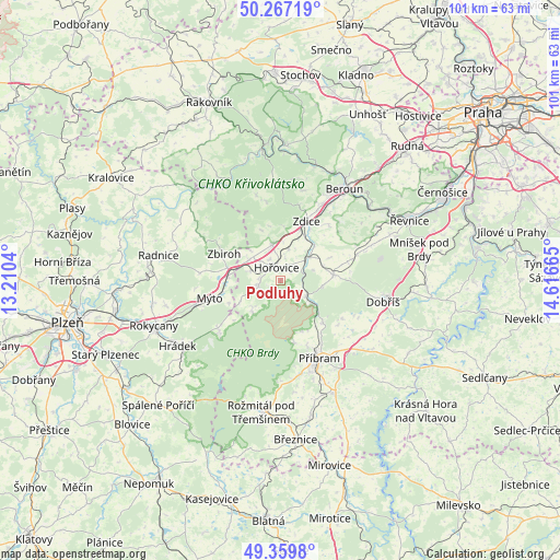 Podluhy on map