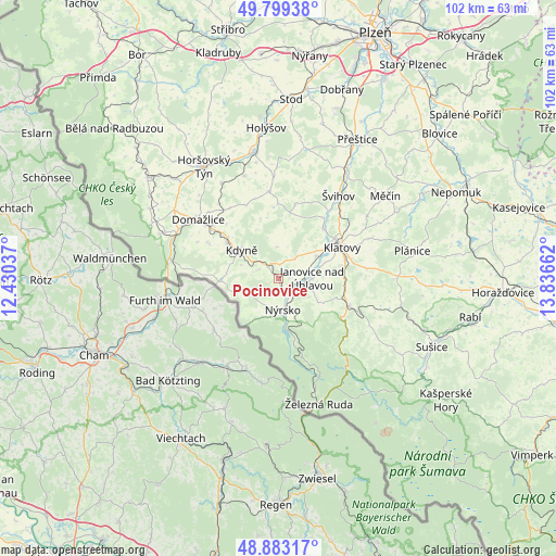 Pocinovice on map