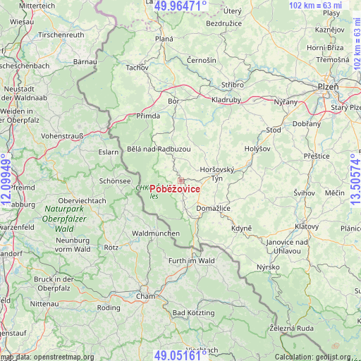 Poběžovice on map
