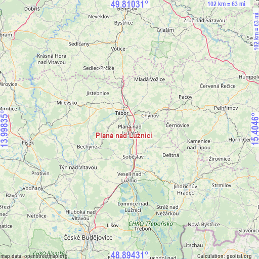 Planá nad Lužnicí on map