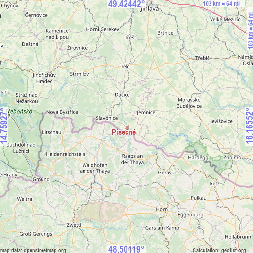 Písečné on map